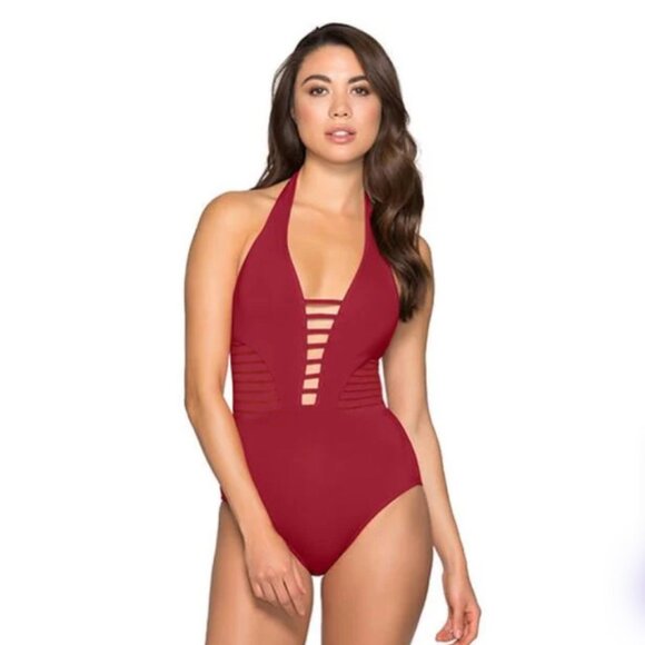 JETS Australia by Jessika Allen Red One Piece Swimsuit Size 10 - Picture 1 of 10